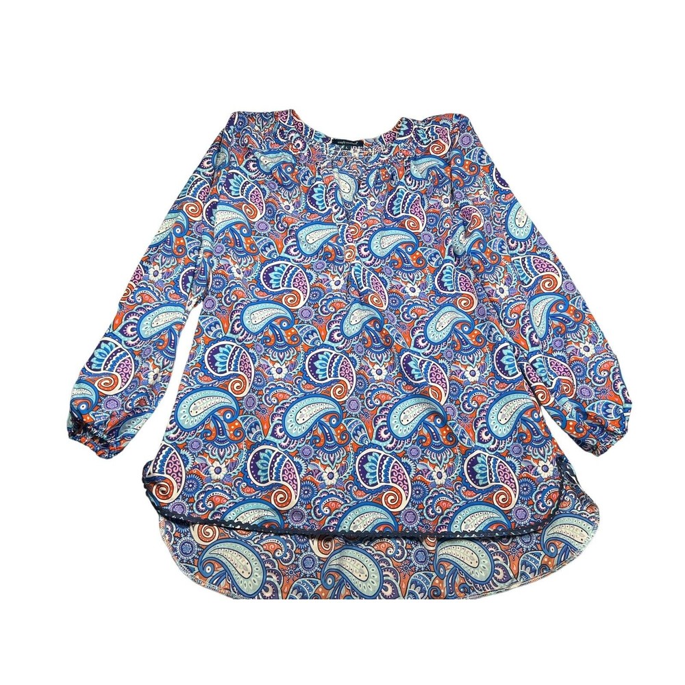 Simply Southern Shirt Top Blouse Colorful Paisley Women's‎ Size Large
